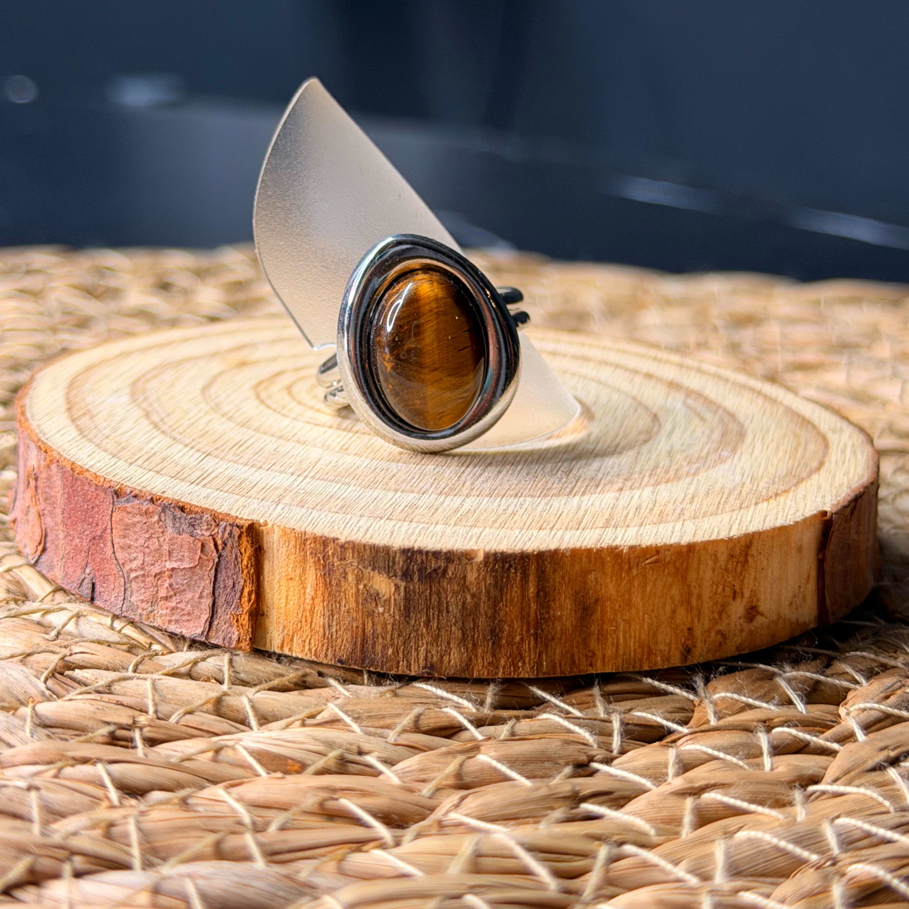 Anillo de acero Ojo de tigre